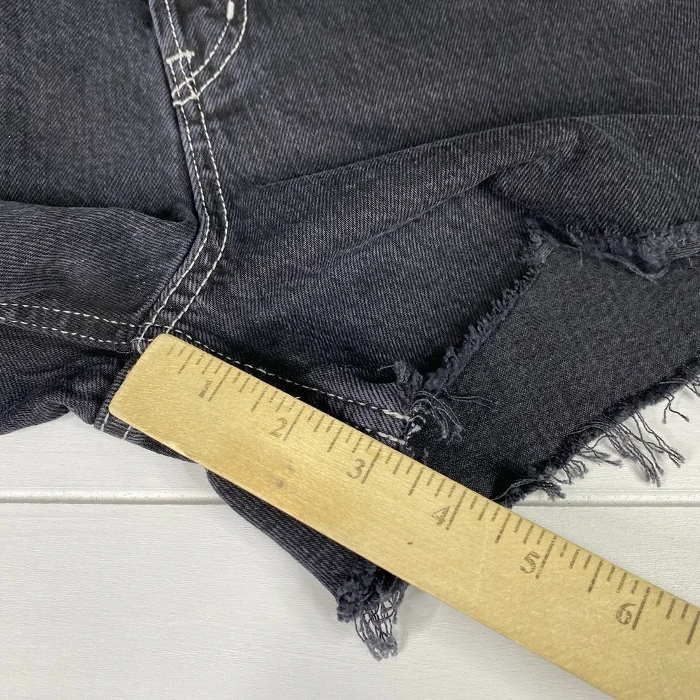 Etica Women Sz 28 Haven Relaxed Button Fly Shorts Cut-off Distressed Black Pearl